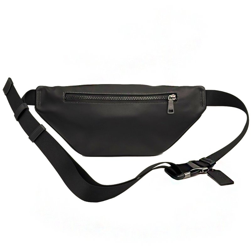 [全新]COACH RACER滑面牛皮斜背中性男款兩用胸前腰包(小款/黑)-2