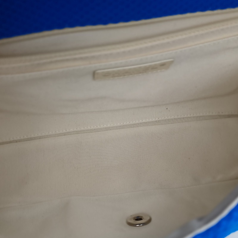 CHANEL 藍色帆布13開銀扣CF口蓋包JUMBO-5