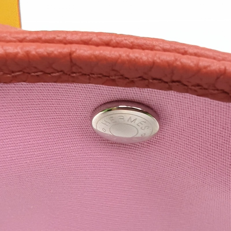 HERMES GardenParty花園包30新櫻花粉NEGONA皮/帆布Y刻銀扣-4