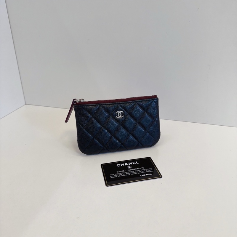 【99新🆕】Chanel 經典黑金 荔枝牛皮 一字拉鍊零錢包 卡包 錢包-1