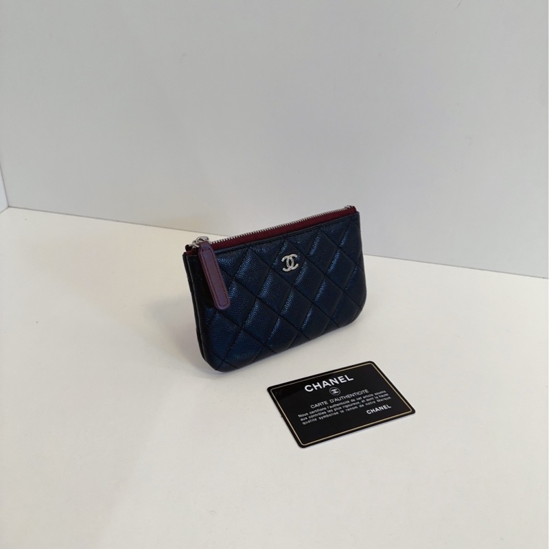 【99新🆕】Chanel 經典黑金 荔枝牛皮 一字拉鍊零錢包 卡包 錢包-3