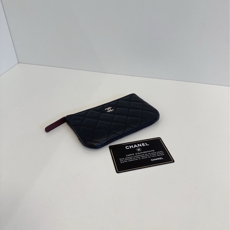 【99新🆕】Chanel 經典黑金 荔枝牛皮 一字拉鍊零錢包 卡包 錢包-4