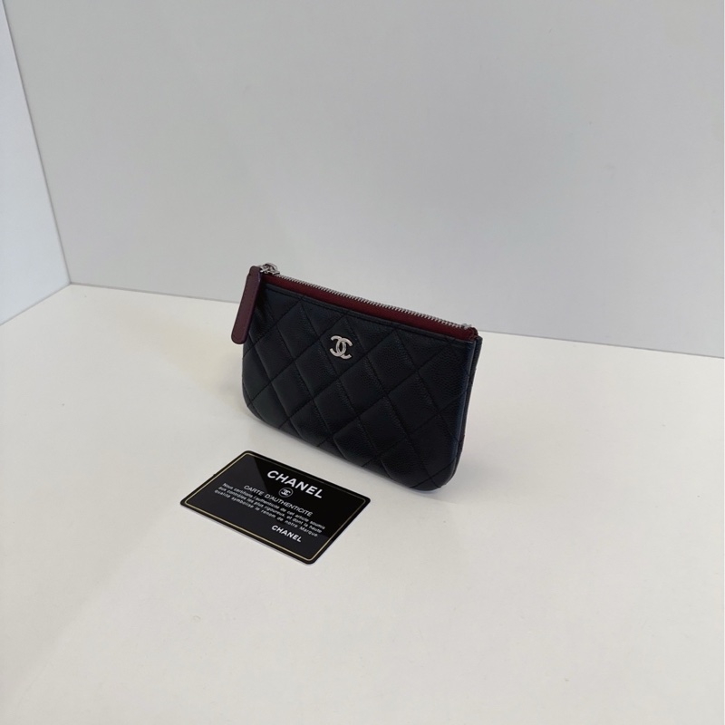 【99新🆕】Chanel 經典黑金 荔枝牛皮 一字拉鍊零錢包 卡包 錢包-5