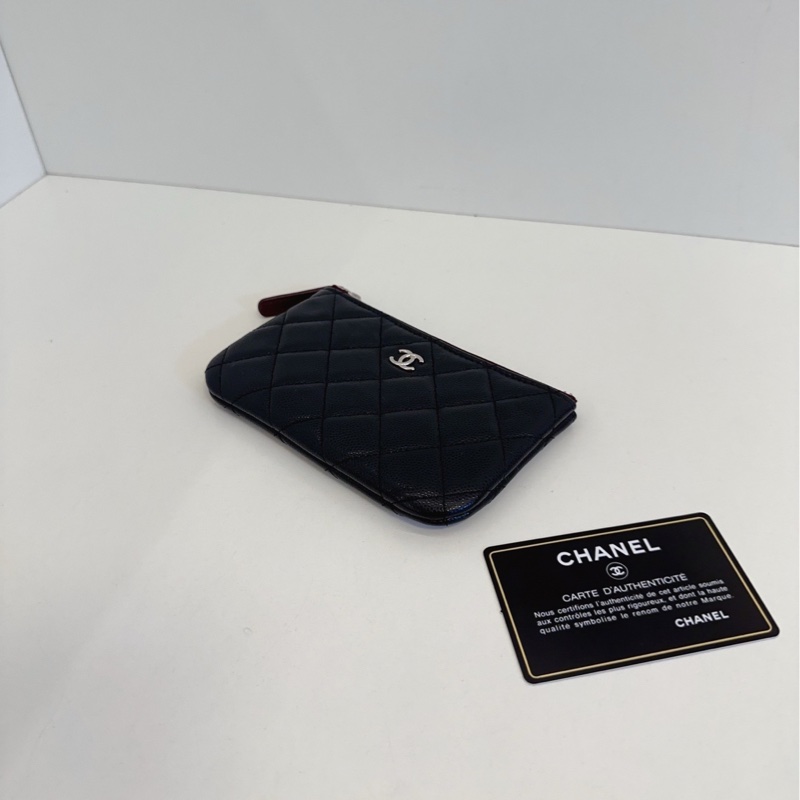 【99新🆕】Chanel 經典黑金 荔枝牛皮 一字拉鍊零錢包 卡包 錢包-6