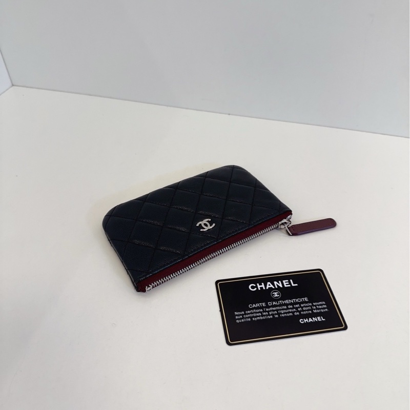 【99新🆕】Chanel 經典黑金 荔枝牛皮 一字拉鍊零錢包 卡包 錢包-7