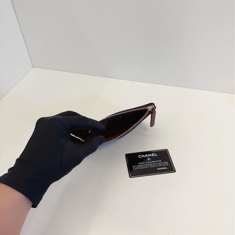 【99新🆕】Chanel 經典黑金 荔枝牛皮 一字拉鍊零錢包 卡包 錢包-8