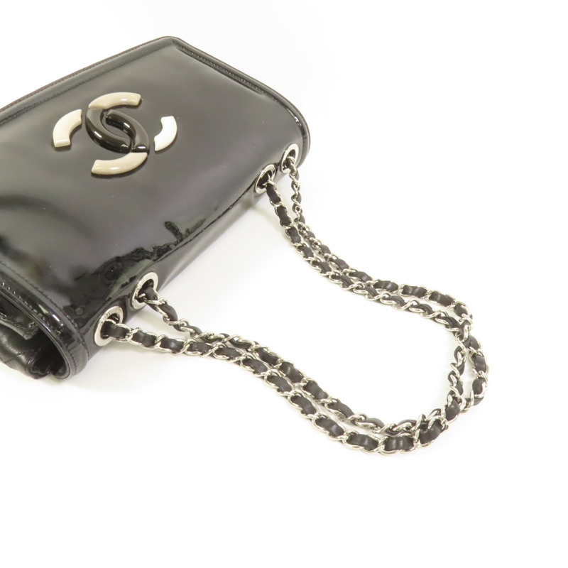 CHANEL 漆皮皮革Lipstick Flap Bag銀扣肩背袋-5