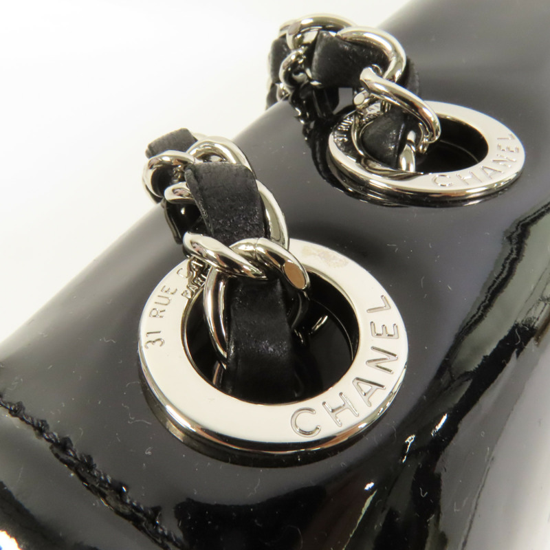 CHANEL 漆皮皮革Lipstick Flap Bag銀扣肩背袋-6