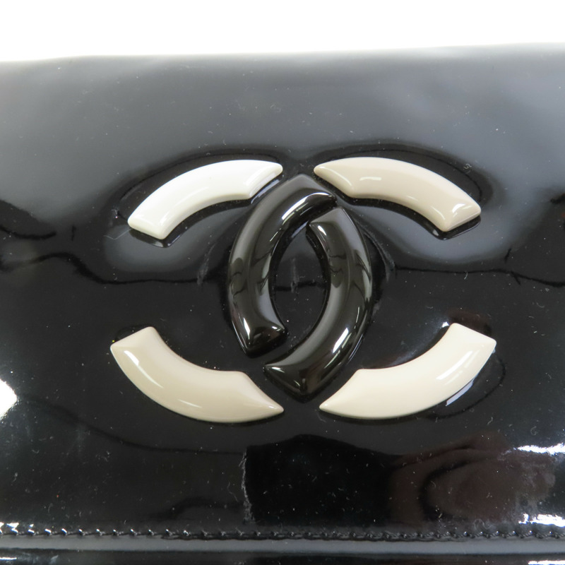 CHANEL 漆皮皮革Lipstick Flap Bag銀扣肩背袋-7