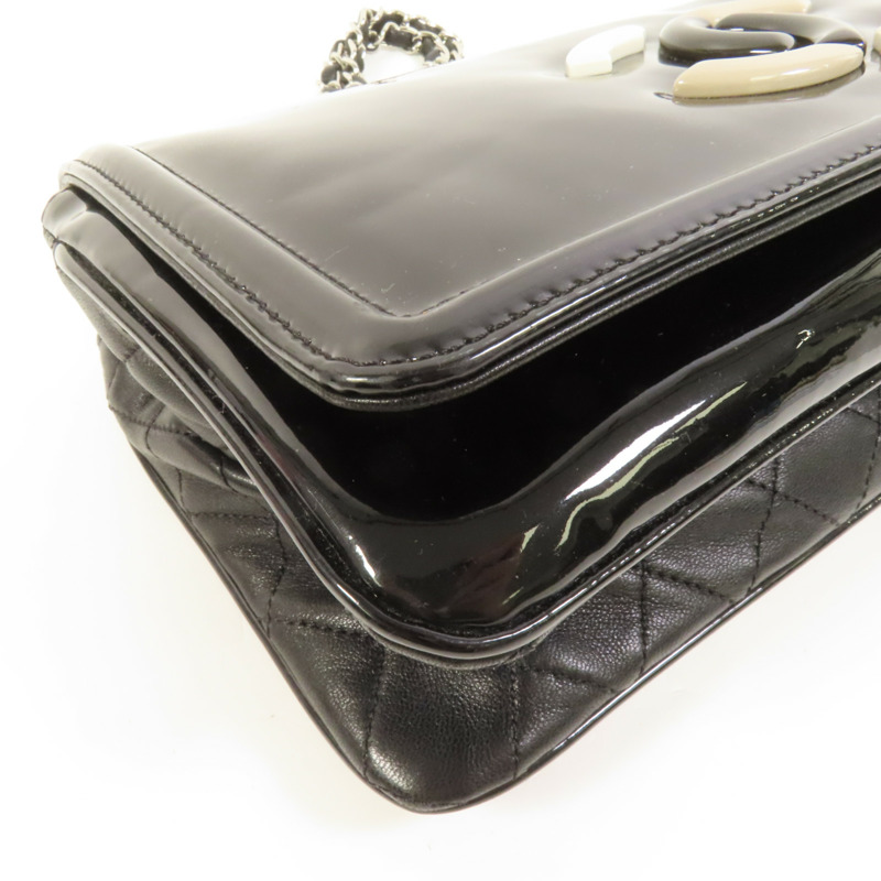 CHANEL 漆皮皮革Lipstick Flap Bag銀扣肩背袋-12