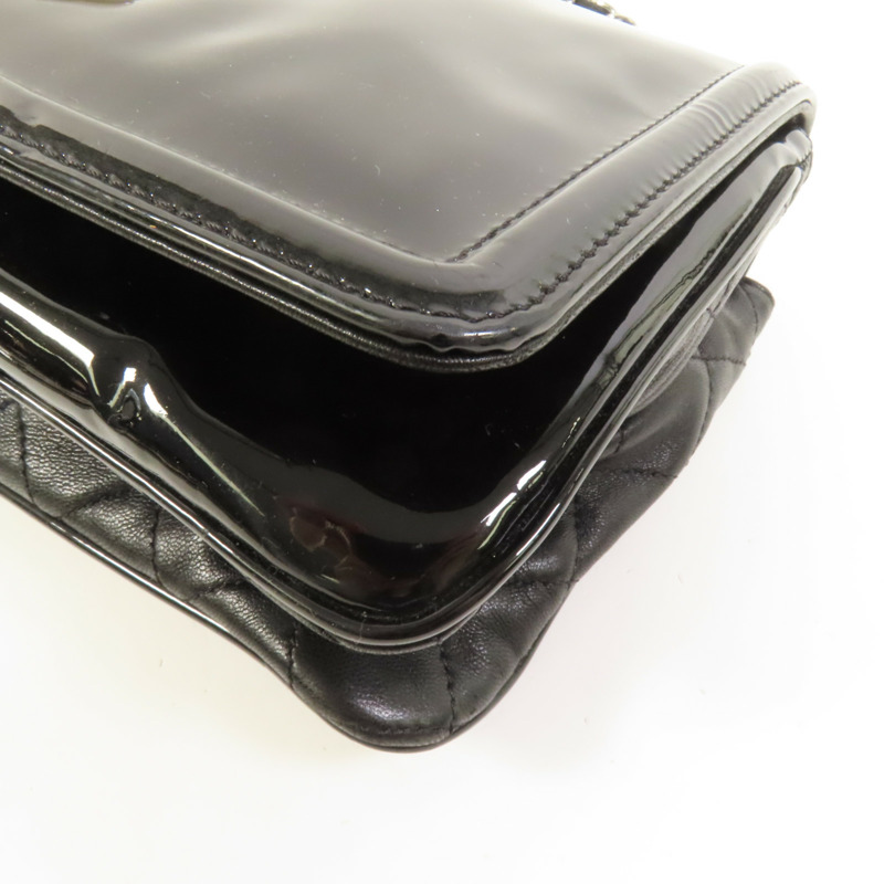 CHANEL 漆皮皮革Lipstick Flap Bag銀扣肩背袋-13