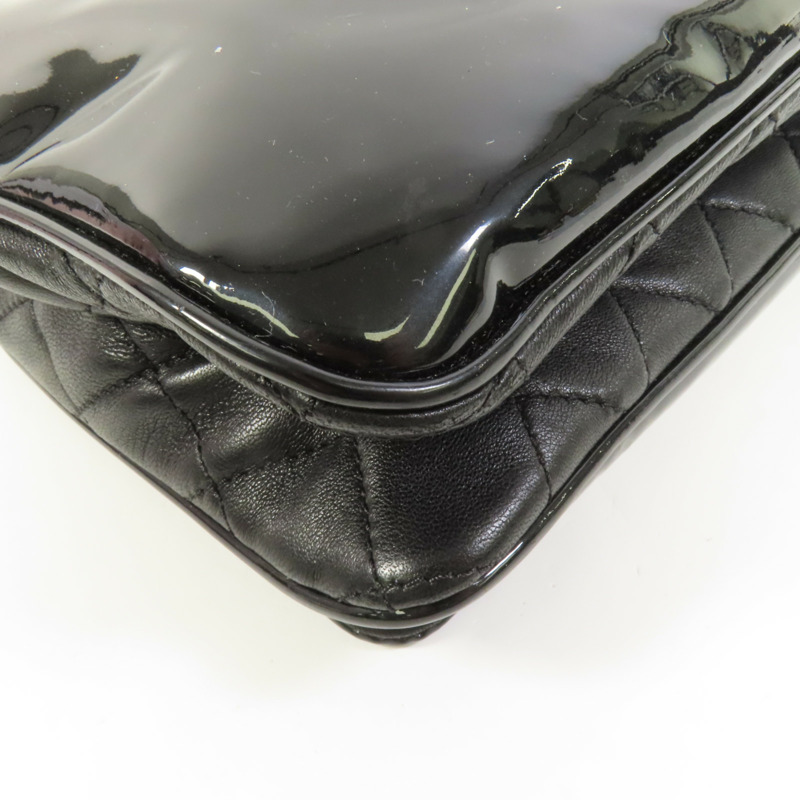 CHANEL 漆皮皮革Lipstick Flap Bag銀扣肩背袋-14