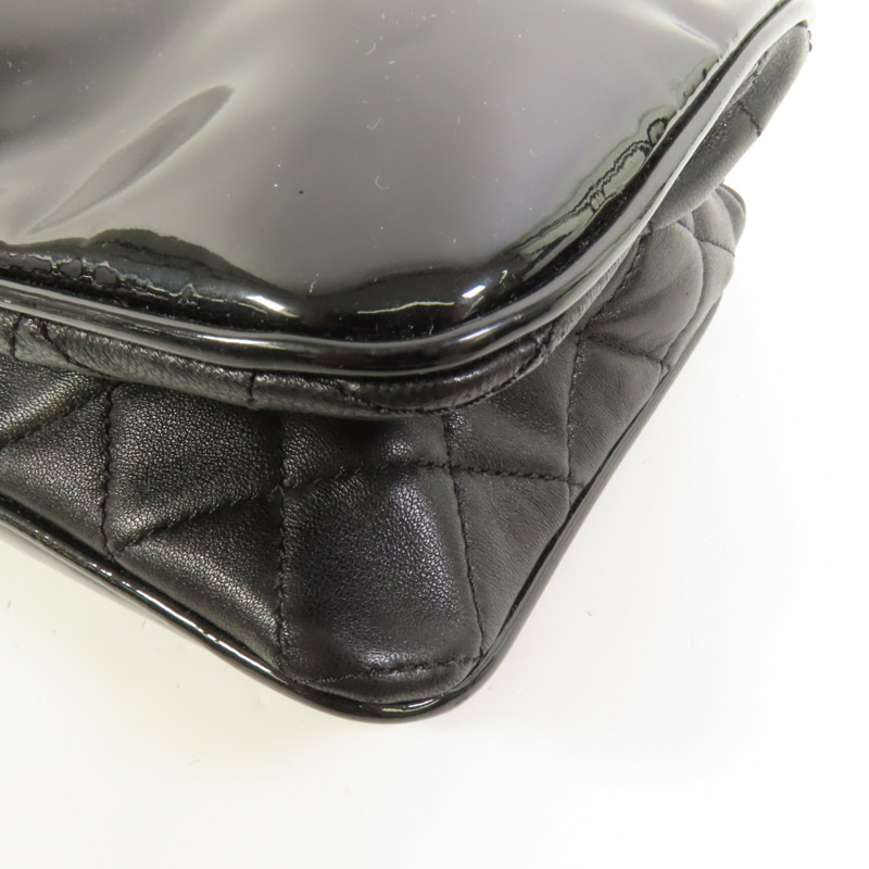 CHANEL 漆皮皮革Lipstick Flap Bag銀扣肩背袋-15