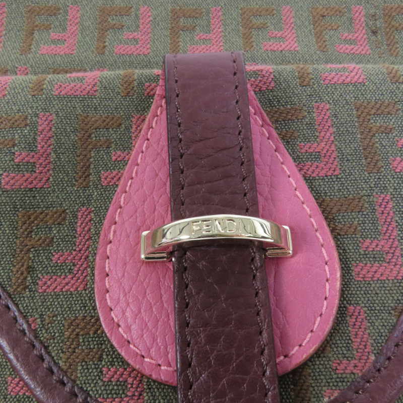 FENDI 帆布Shoulder Bag金扣肩背袋-7