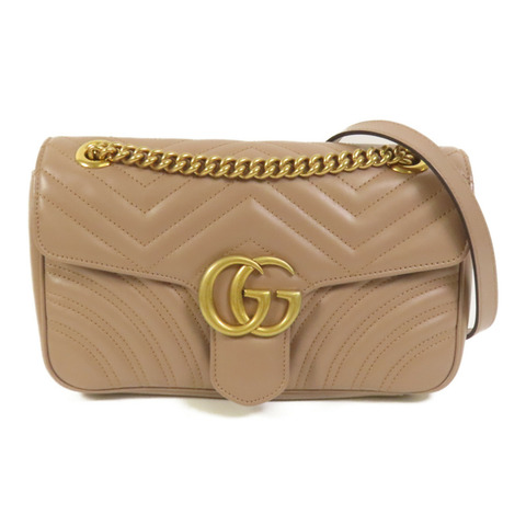 GUCCI 牛皮皮革GG Marmont金扣鏈帶肩背袋
