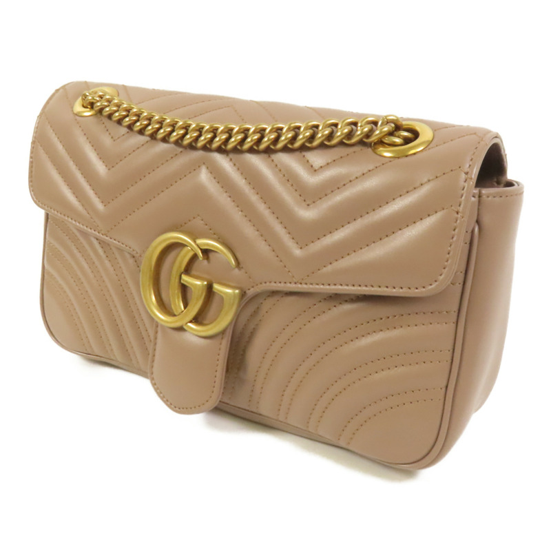 GUCCI 牛皮皮革GG Marmont金扣鏈帶肩背袋-2