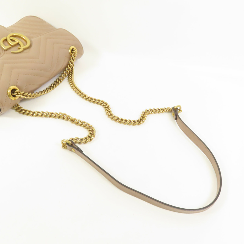 GUCCI 牛皮皮革GG Marmont金扣鏈帶肩背袋-5