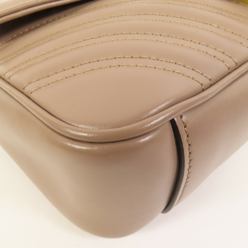 GUCCI 牛皮皮革GG Marmont金扣鏈帶肩背袋-13