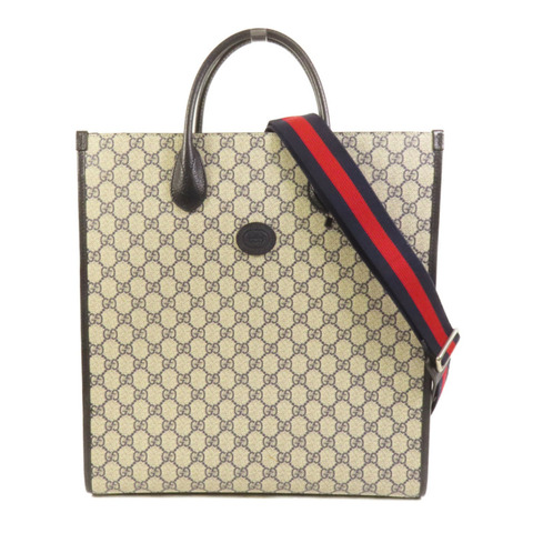 GUCCI 塗層帆布Interlocking G Medium Tote銀扣手挽肩背兩用袋