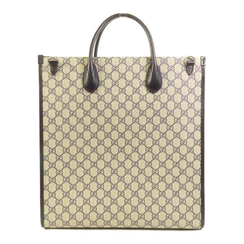 GUCCI 塗層帆布Interlocking G Medium Tote銀扣手挽肩背兩用袋-1