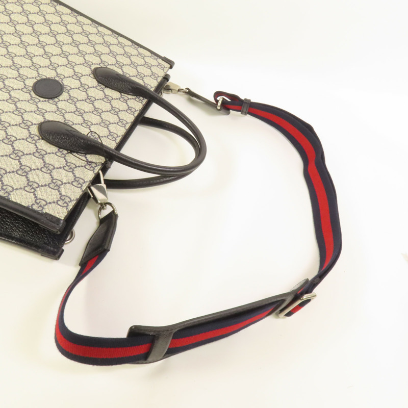 GUCCI 塗層帆布Interlocking G Medium Tote銀扣手挽肩背兩用袋-5