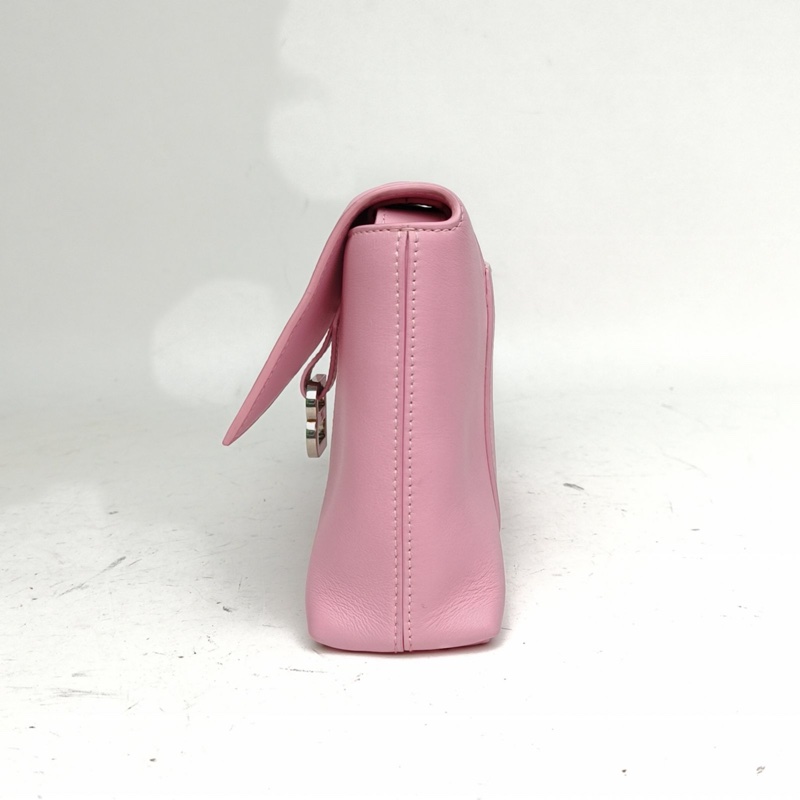 BALENCIAGA DOWNTOWN單肩斜挎包XS粉色牛皮銀扣-1