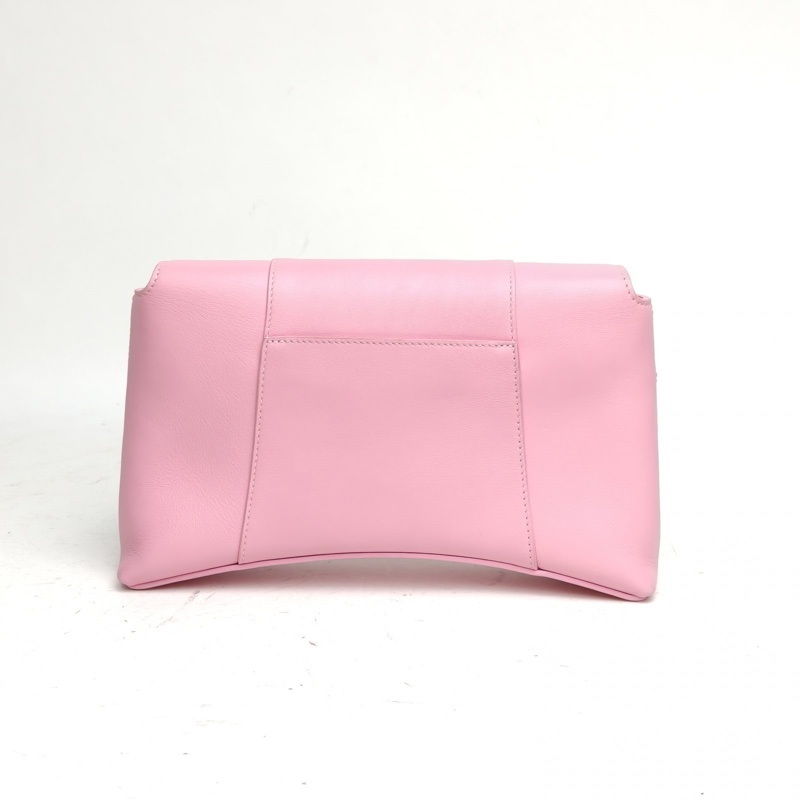 BALENCIAGA DOWNTOWN單肩斜挎包XS粉色牛皮銀扣-2