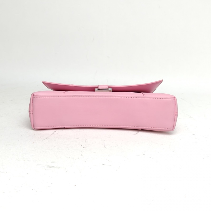 BALENCIAGA DOWNTOWN單肩斜挎包XS粉色牛皮銀扣-3