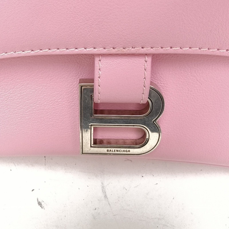 BALENCIAGA DOWNTOWN單肩斜挎包XS粉色牛皮銀扣-4