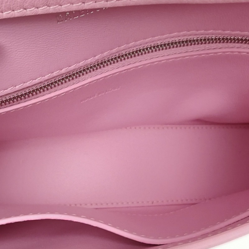 BALENCIAGA DOWNTOWN單肩斜挎包XS粉色牛皮銀扣-5