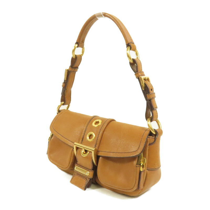 PRADA 牛皮皮革Shoulder Bag金扣肩背袋-2
