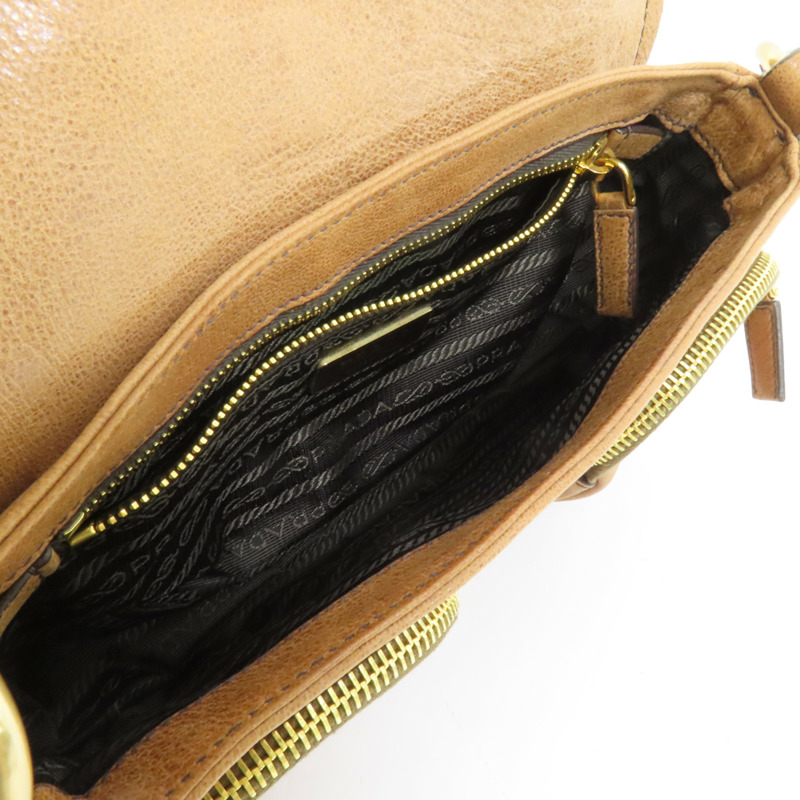 PRADA 牛皮皮革Shoulder Bag金扣肩背袋-4