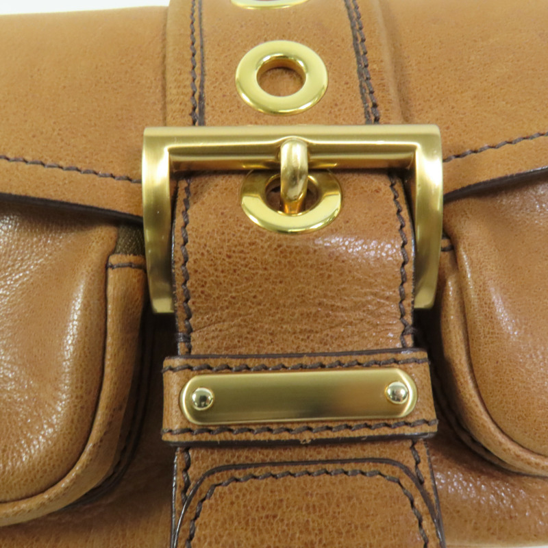 PRADA 牛皮皮革Shoulder Bag金扣肩背袋-6