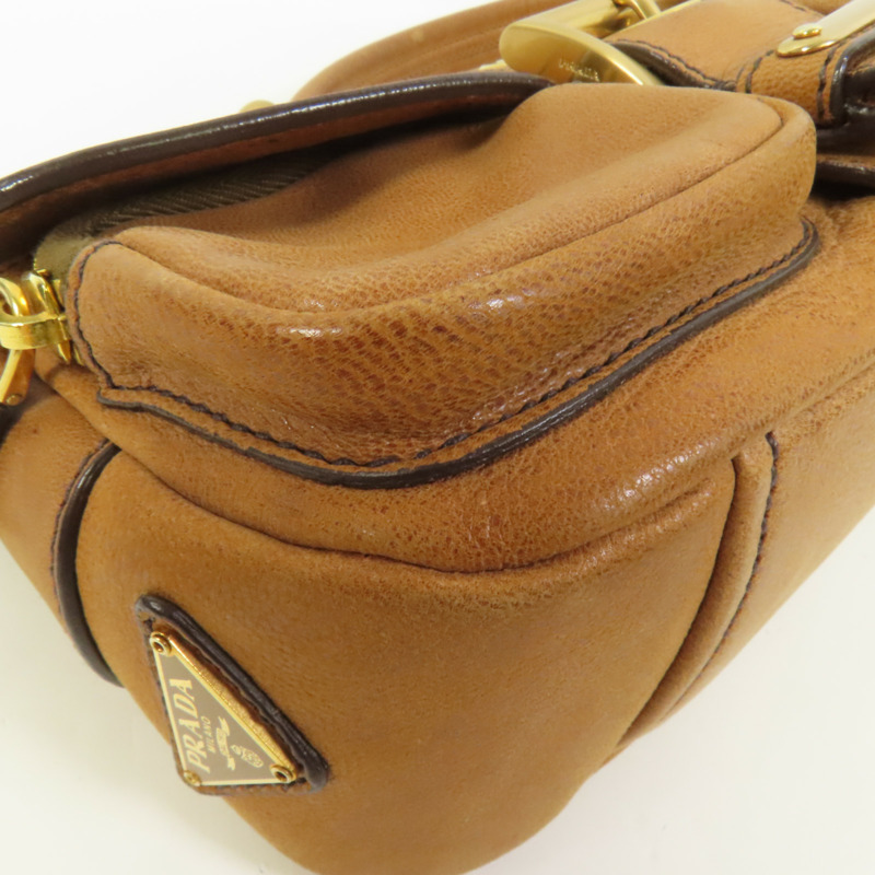PRADA 牛皮皮革Shoulder Bag金扣肩背袋-11