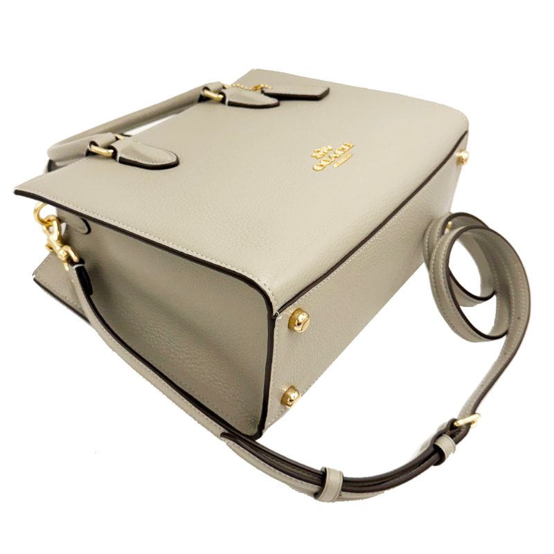 [全新]COACH 素面牛皮手提斜背兩用琴譜方包(灰)-3