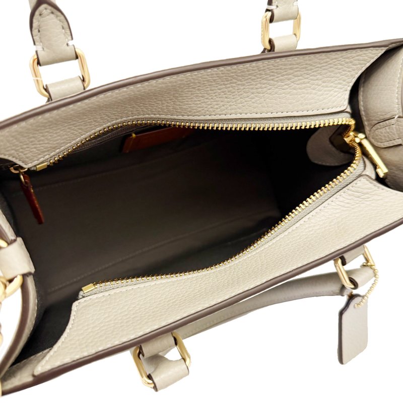 [全新]COACH 素面牛皮手提斜背兩用琴譜方包(灰)-4