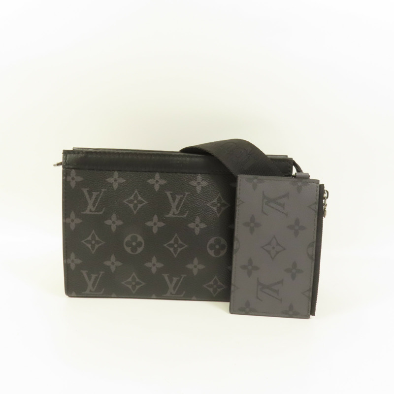 LOUIS VUITTON Monogram Eclipse Gaston銀扣肩背袋-10
