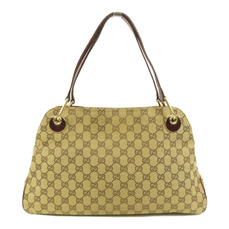 GUCCI 帆布Shoulder Bag金扣肩背袋-1