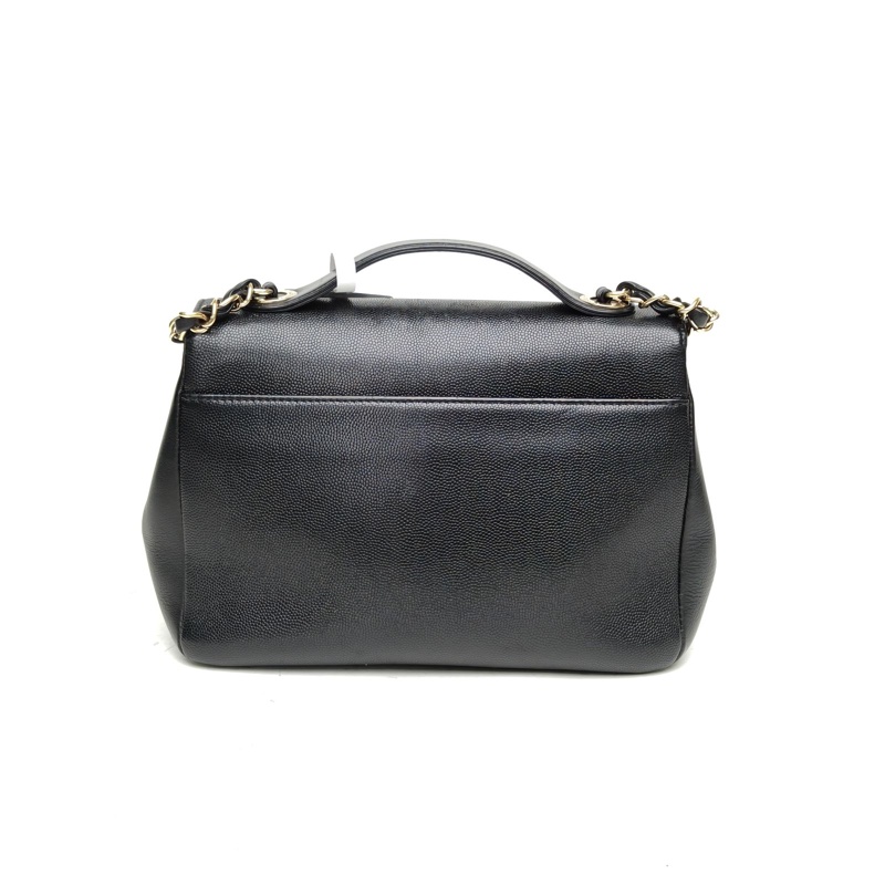 CHANEL BusinessAffinity口蓋郵差包中號黑色荔枝牛皮金扣-2