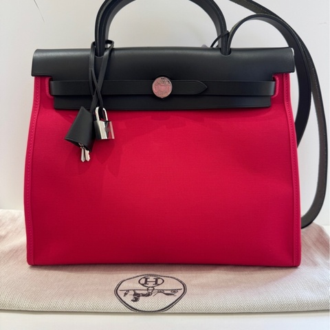 Hermes 愛馬仕 herbag31 墨西哥粉拼黑銀扣 尺寸31*25*11cm