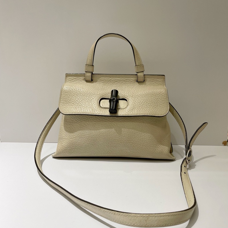 Gucci古馳 Bamboo daily竹節扣包小號奶白色 尺寸:27*19*9cm-0