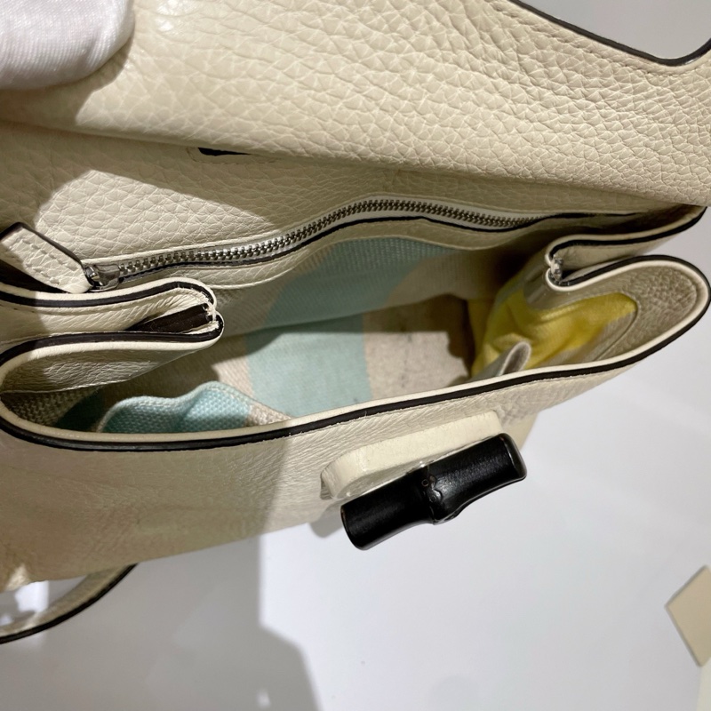 Gucci古馳 Bamboo daily竹節扣包小號奶白色 尺寸:27*19*9cm-4