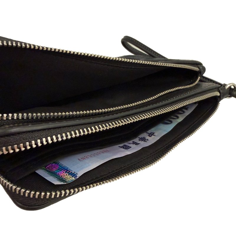 [全新]COACH C LOGO牛仔布長夾式雙層大手拿包/零錢包(牛仔黑)-2