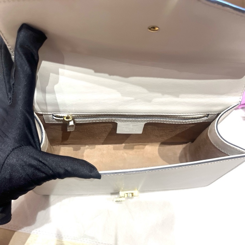 Gucci古馳sylvie 塞爾維亞白色中號斜挎包 兩條肩帶 尺寸:25.5×16 附件:塵袋-5