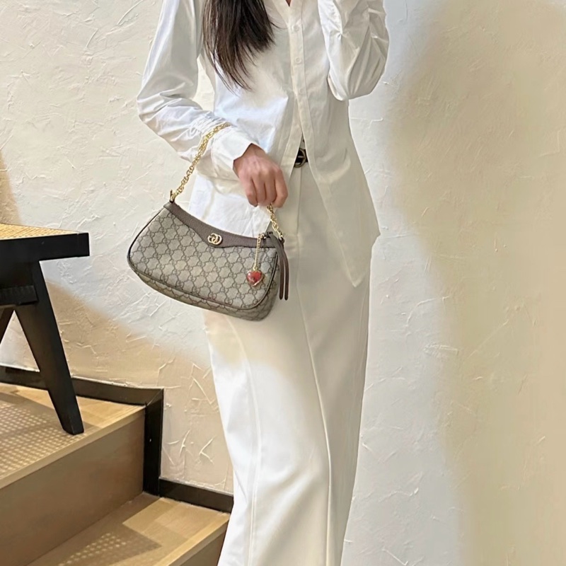 Gucci/古馳 新款ophidia腋下包,23年購入,新款雙G拉鍊,雙肩帶尺寸:25x15.5x6 附件:塵袋 23年-8