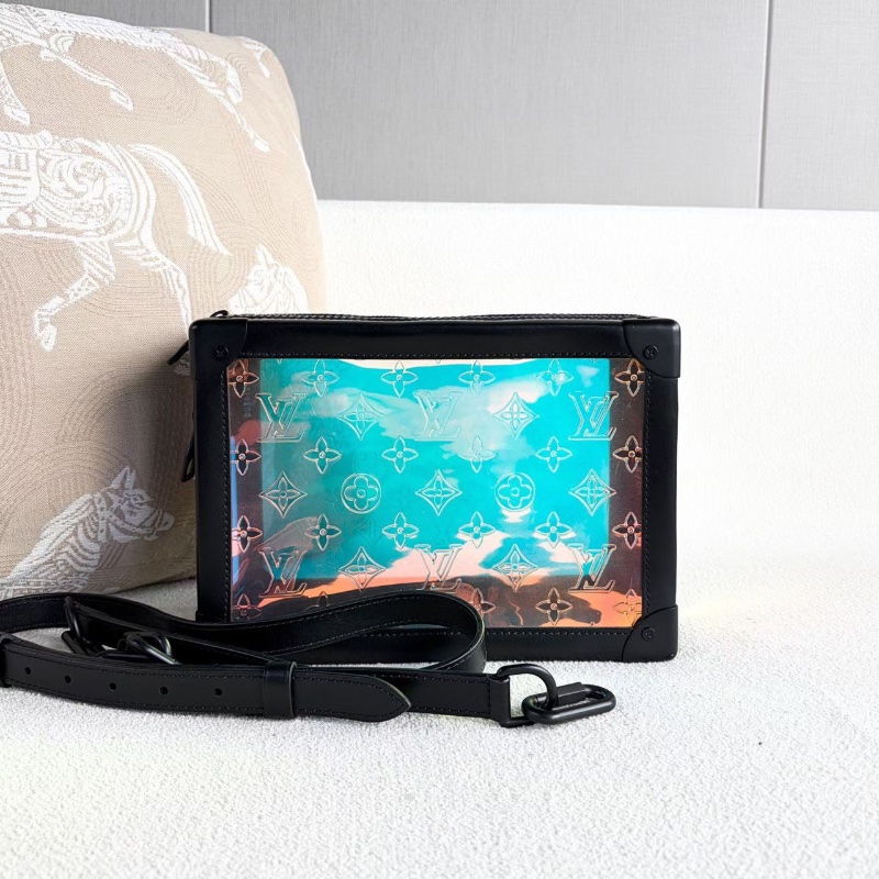 LV秀款鐳射盒子包 幻彩鐳射拼黑 磨砂黑扣 25*18*9.5 98新配件肩帶 塵袋-2