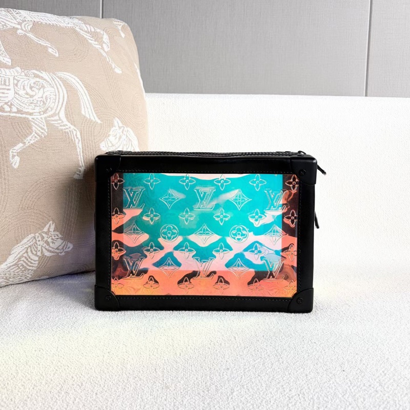 LV秀款鐳射盒子包 幻彩鐳射拼黑 磨砂黑扣 25*18*9.5 98新配件肩帶 塵袋-7