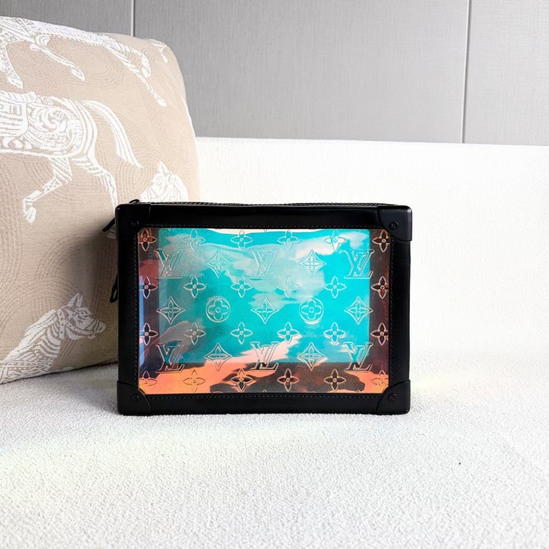 LV秀款鐳射盒子包 幻彩鐳射拼黑 磨砂黑扣 25*18*9.5 98新配件肩帶 塵袋-8