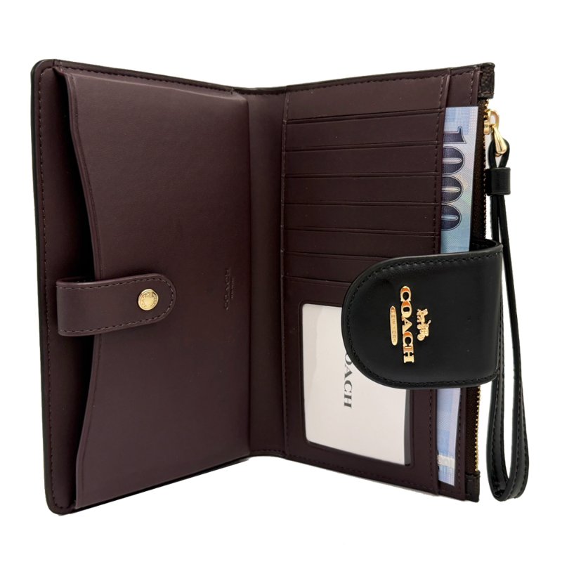 [全新]COACH C LOGO手機拉鍊零錢袋長夾(深咖)-4