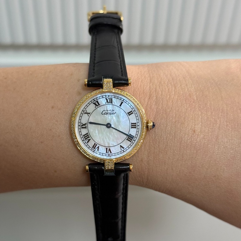 【超低價擁有卡地亞🤩全網獨有❗️】Cartier卡地亞 大餅 炫彩 白色貝母盤 後鑲鑽 表徑30mm-0
